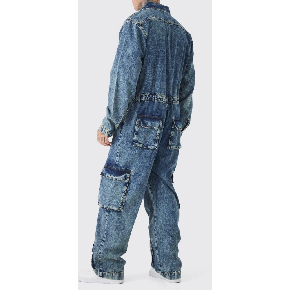 Men's Classic Blue Denim Jumpsuit - Picture 2 of 8